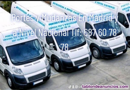 Realizamos Mudanzas y portes en Madrid y a Nivel Nacional, Tlf y WhatsApp  687 6