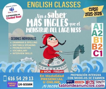 Clases de ingls individuales online/presencial